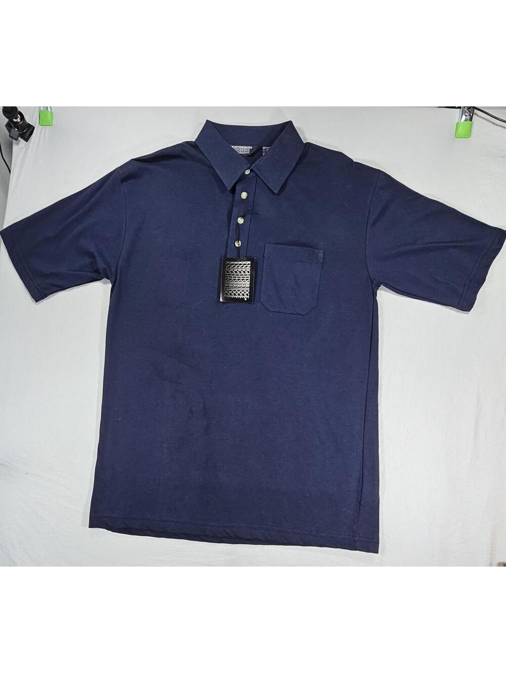 Knightsbridge Navy Polo Shirt with Button Detail. Size M